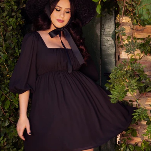 Black Solstice Baby Doll Dress by La Femme en Noir - Picture 1 of 3